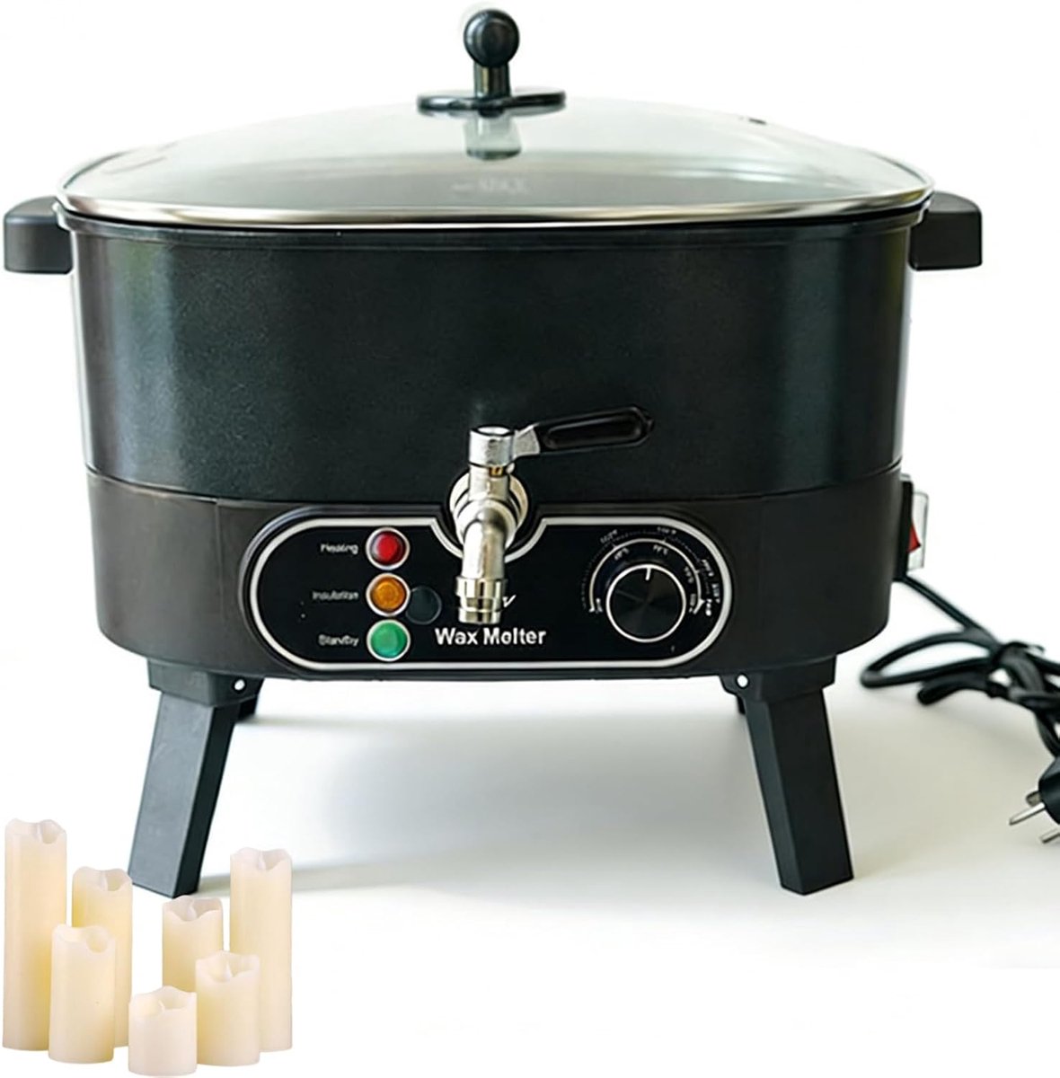 Elektrische Wassmelter - Kaarsen Zeep Pot - Hobby Ambachten - Temperatuurregeling Kraan - 6 Liter - Zilver