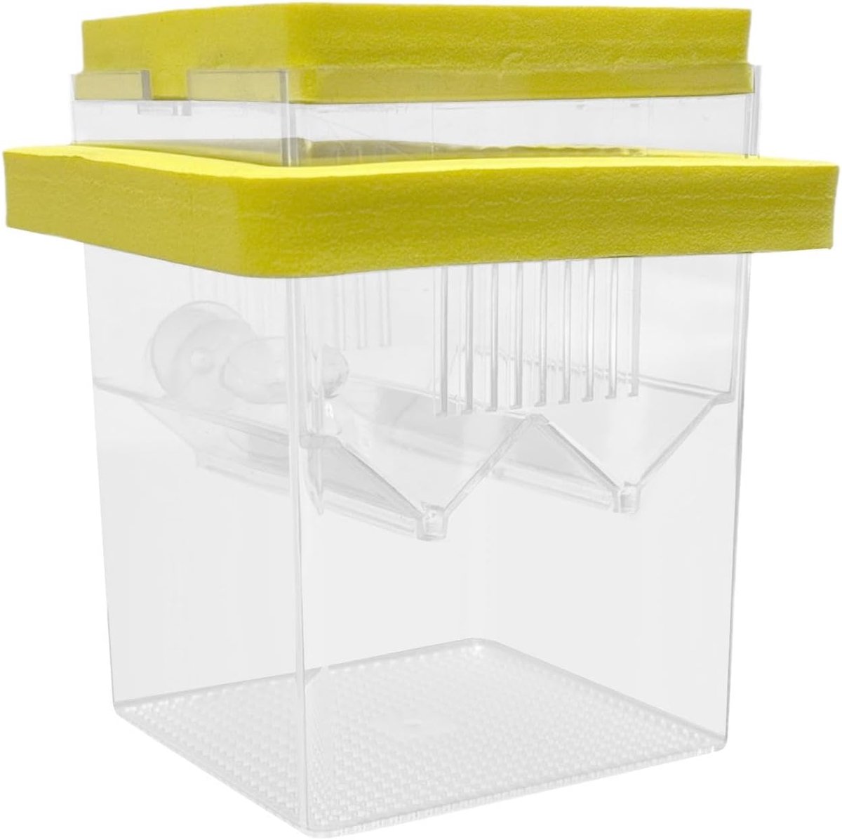 Vis Kweekbox - Isolatiebak Aquarium - Vissen Kweken - Veilige Incubatie - 8.6 x 8.6 x 10.5 cm - Geel