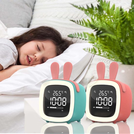Kinderwekker - Slaaptrainer Nachtlampje - Gezonde Slaap - Temperatuursensor - 12.8 cm - Wit — afbeelding 3
