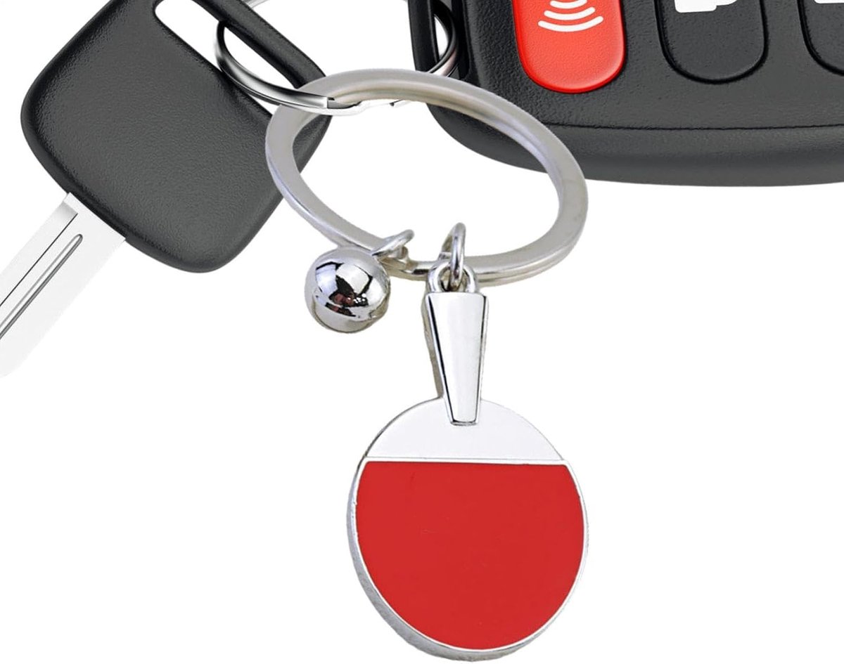 Tafeltennis Sleutelhanger - Mini Pong Hanger - Tas Decoratie - Dubbel Racket Design - Miniatuur Formaat - Zilverkleurig