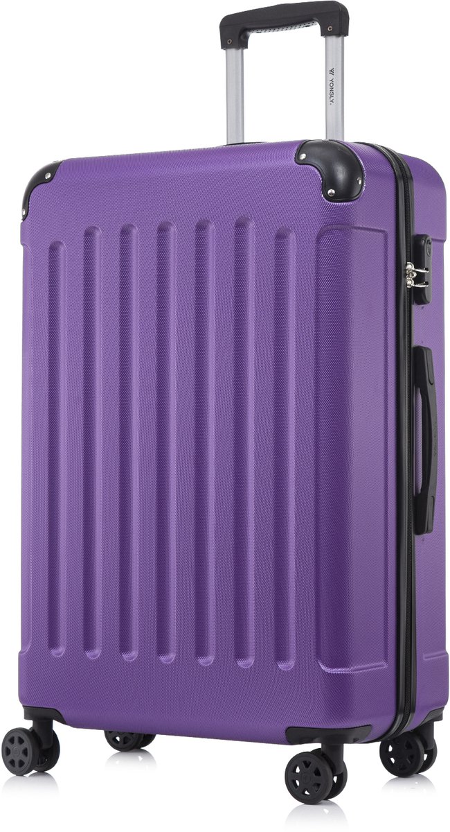 YONSLY Handbagage Koffer - 76 x 49 x 29 cm - 98 L - Cijferslot - 360° Draaibare Wielen - Grote Trolley - Paars