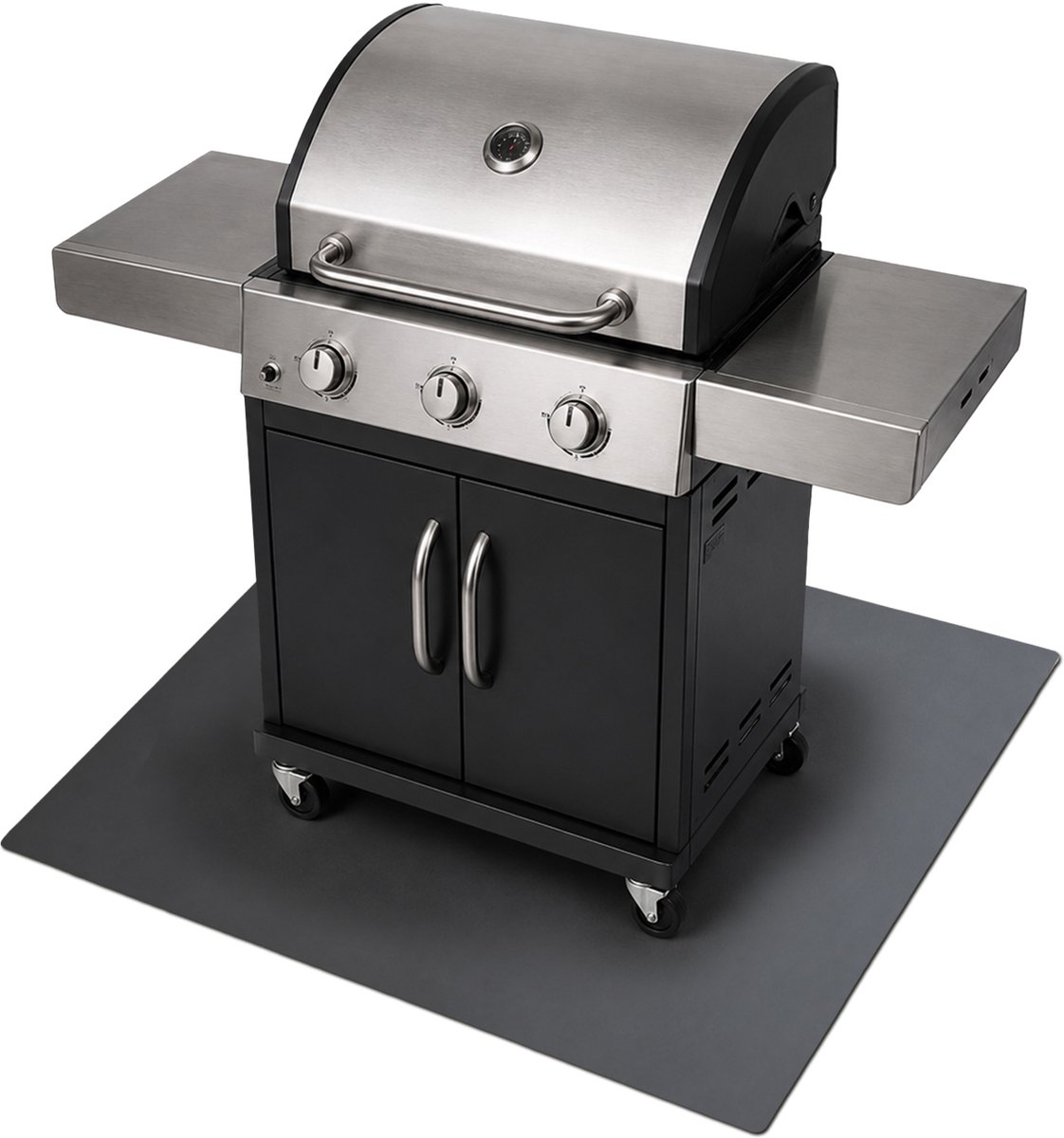 Wallfluent - Zwart staal Metalen barbecue onderlegger - Rechthoek Stalen barbecue onderlegger - 100x80 cm - BBQ grondplaat - Hittebestendige barbecue onderlegger