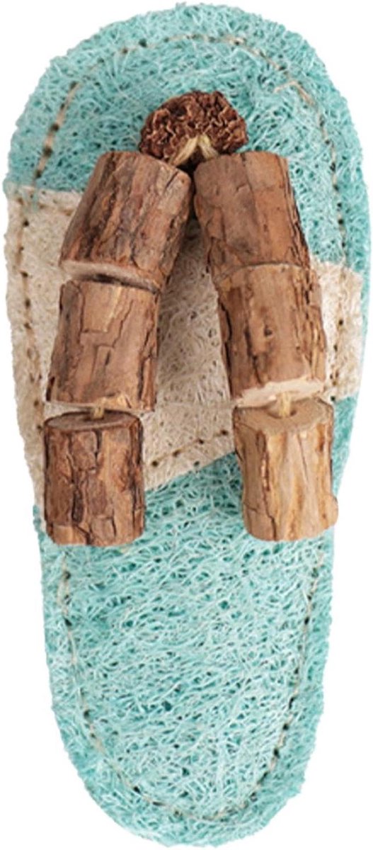 Katten Chew Speelgoed - Tanden Poetsen Speeltje - Interactief Spel - Natuurlijk Loofah Materiaal - 15x6x3 cm - Hemelsblauw