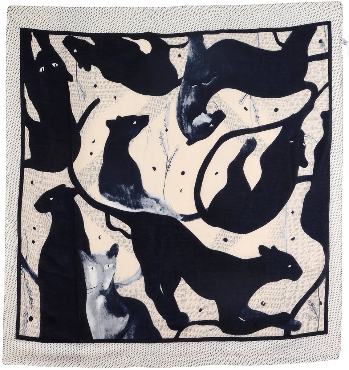 Emilie collection - Sjaal - dames - Blauw - 130 x 130 cm – Grote Vierkante Sjaal – Zacht & Soepel – Multifunctioneel - print poema