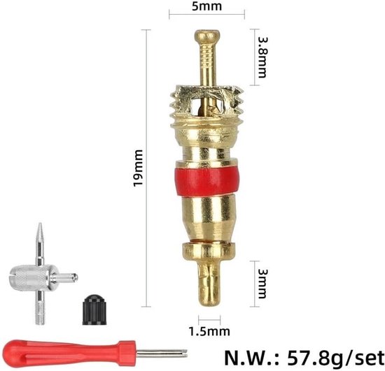 Gereedschapskit Ventielkernen - Bandenreparatieset Fiets - Onderhoud Banden - 62-delige Set - 70 g - Zwart — afbeelding 4