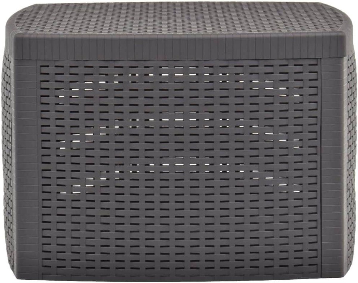 Bijzettafel Tuin - Tuintafel Opbergvak - Buiten Ontspannen - Weerbestendig Polypropyleen - 54 x 54 x 365 cm - Mokka