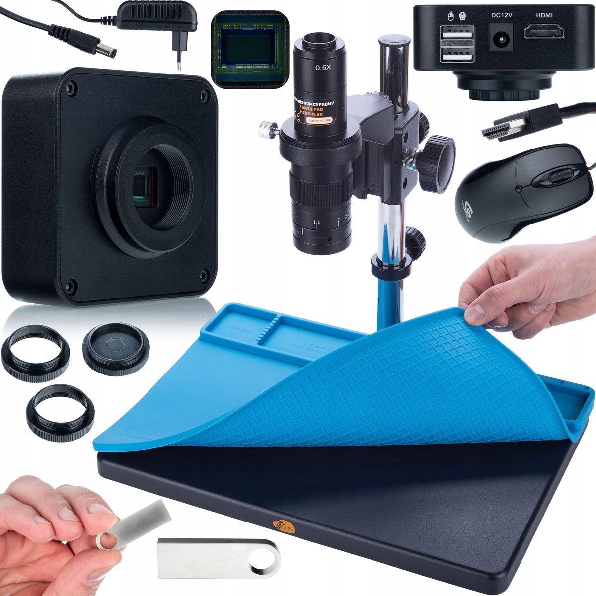 Rosfix Mikroscoop Set Earth Pro MCEP-0.5X - Digitale Mikroscoop 7–45x - C-Mount, Gemini PRO 16MP