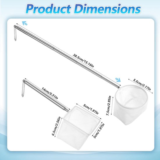 Aquarium Visnet Set - Schepnet Vissen - Vissen Vangen - Fijnmazig Net - 2 Stuks - Wit — afbeelding 4