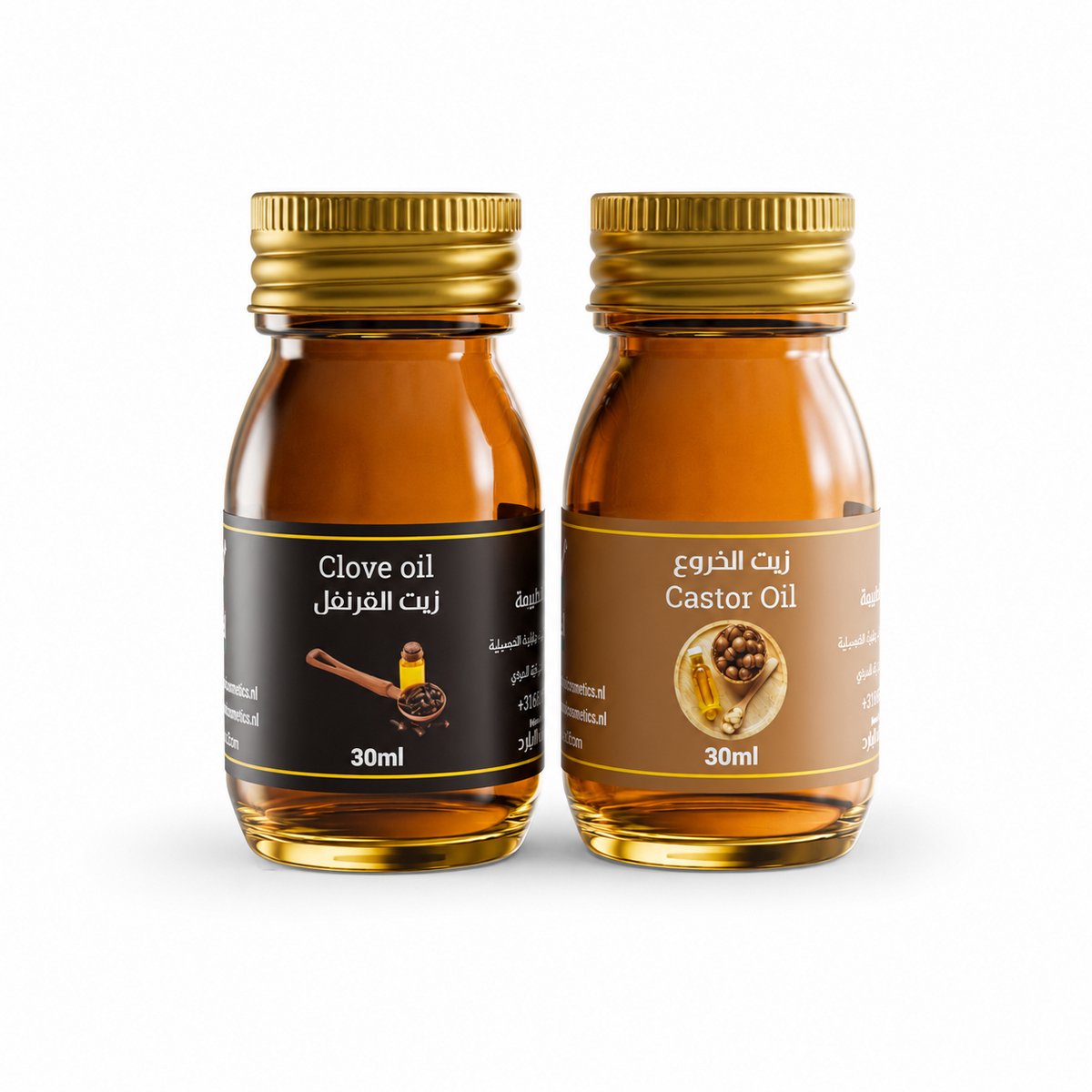 RNC. Al Attar - Kruidnagelolie & Castorolie – Set van 2 x 30 ml – 100% Natuurlijk – Huid- & Haarverzorging