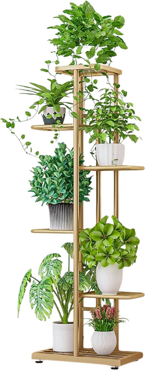 NordHaus 6-laags plantenrek - bloempothouder - plantenstandaard - ruimte voor meerdere potten - goud, 108 x 41 x 22 cm