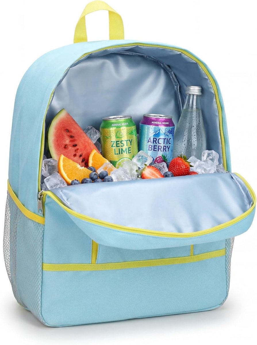Koelrugzak - Blauw - 14 x 32 x 43 cm - Geïsoleerde Rugzak van Polyester - Voor Strand en Picknick