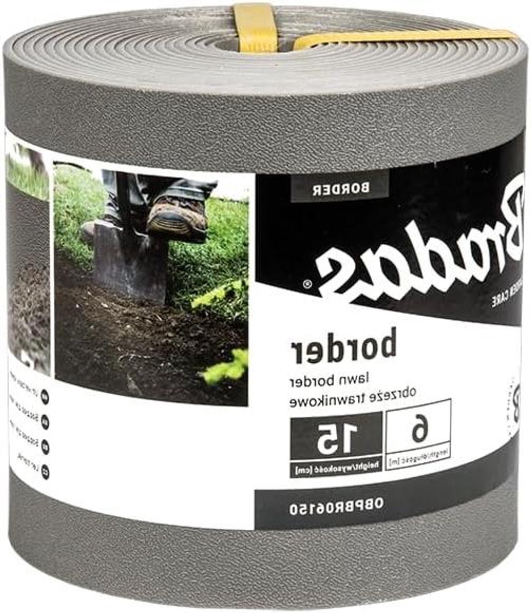 Gazonrand Kunststof - Perkranding Grondversteviging - Tuin Afbakenen - Flexibel Materiaal - 6 m x 15 cm - Grijs
