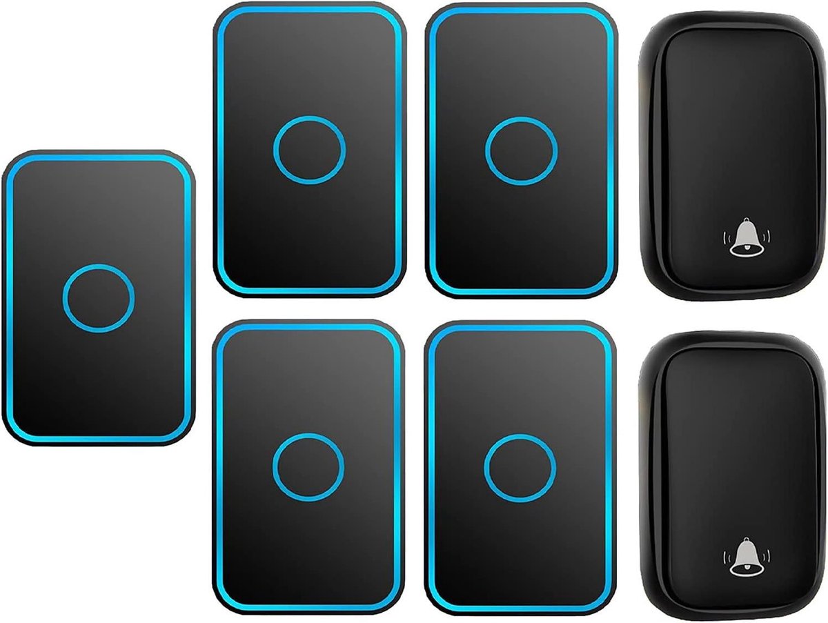 Draadloze Deurbel - Deurbelset Plug-in - Bezoekers Ontvangen - Geen Batterij Nodig - 150 m Bereik - Zwart
