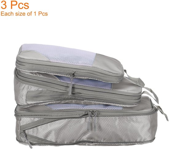 MODFU Compressiezakken voor Kleding - 4-delige Reis Set met 3 Cubes & 1 Schoenentas - Ruimtebesparend & Waterdicht - Oxford Stof - Lichtblauw - 38x28x4 cm van Modfu — afbeelding 3