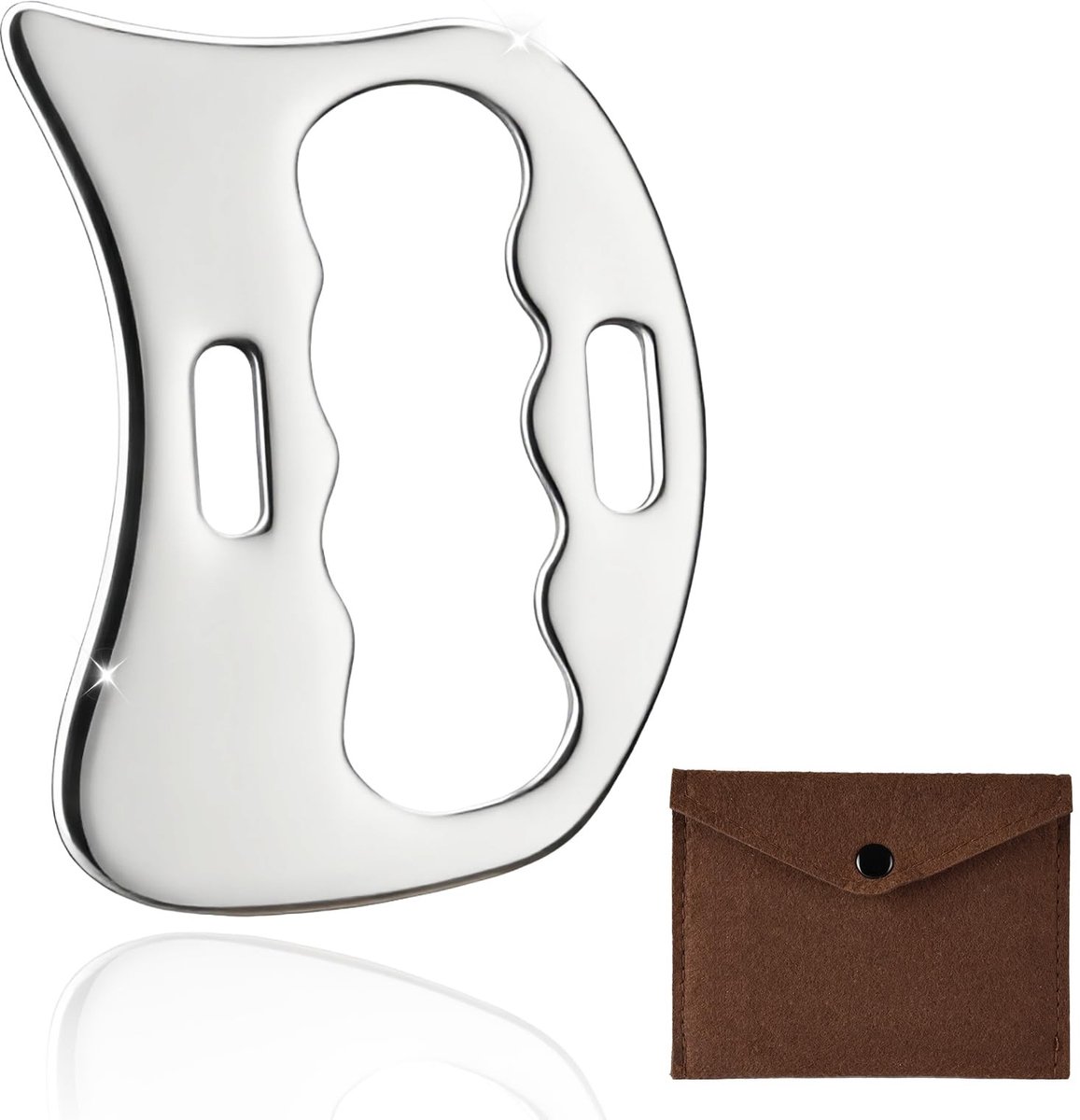 Omgoods - Rvs Gua Sha Massage Scraper met Opbergtas
