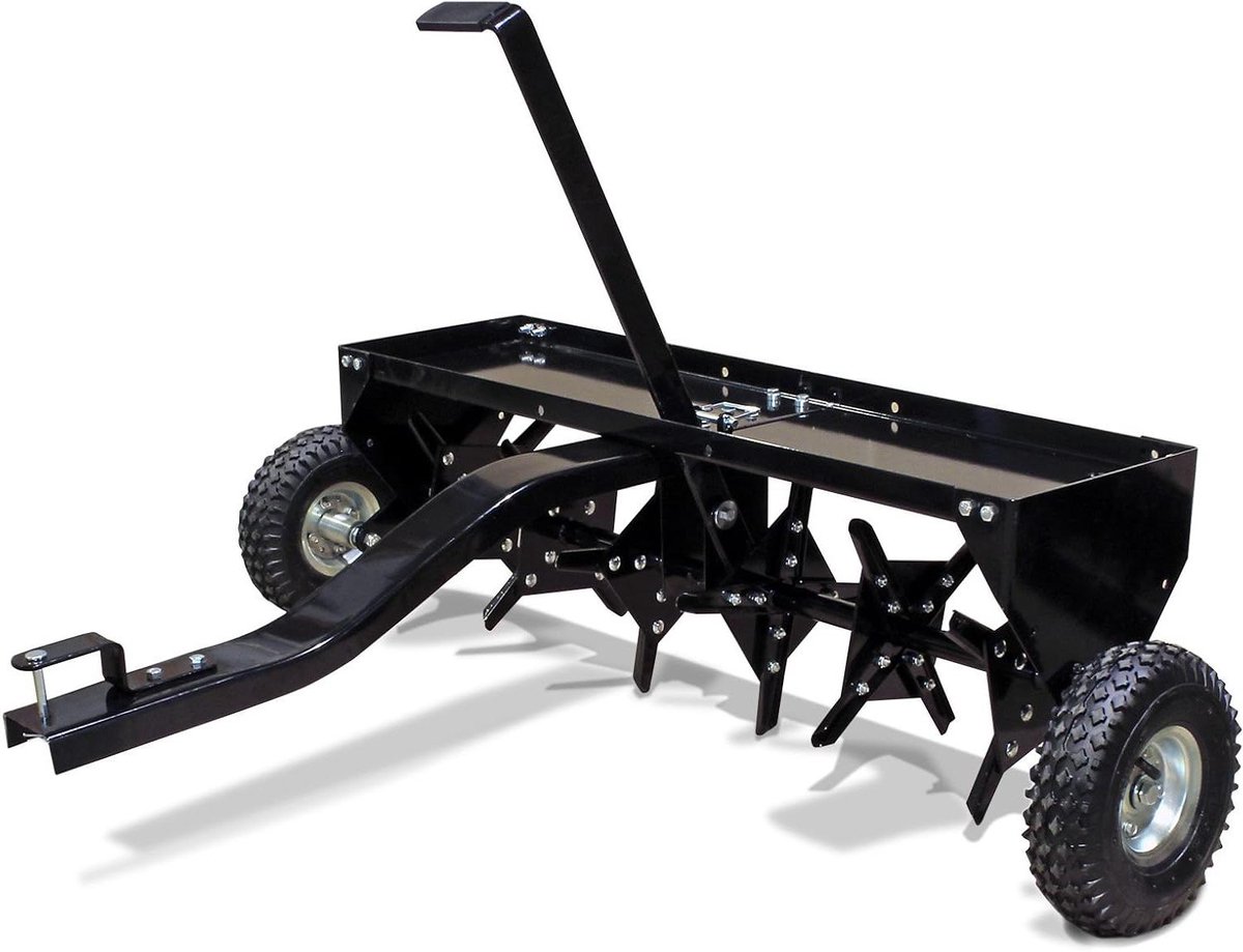 Gazonbeluchter Zitmaaier - Verticuteermachine Grasmaaier - Gazon Onderhouden - Werkbreedte 102cm - 7.6cm Diep - Zwart