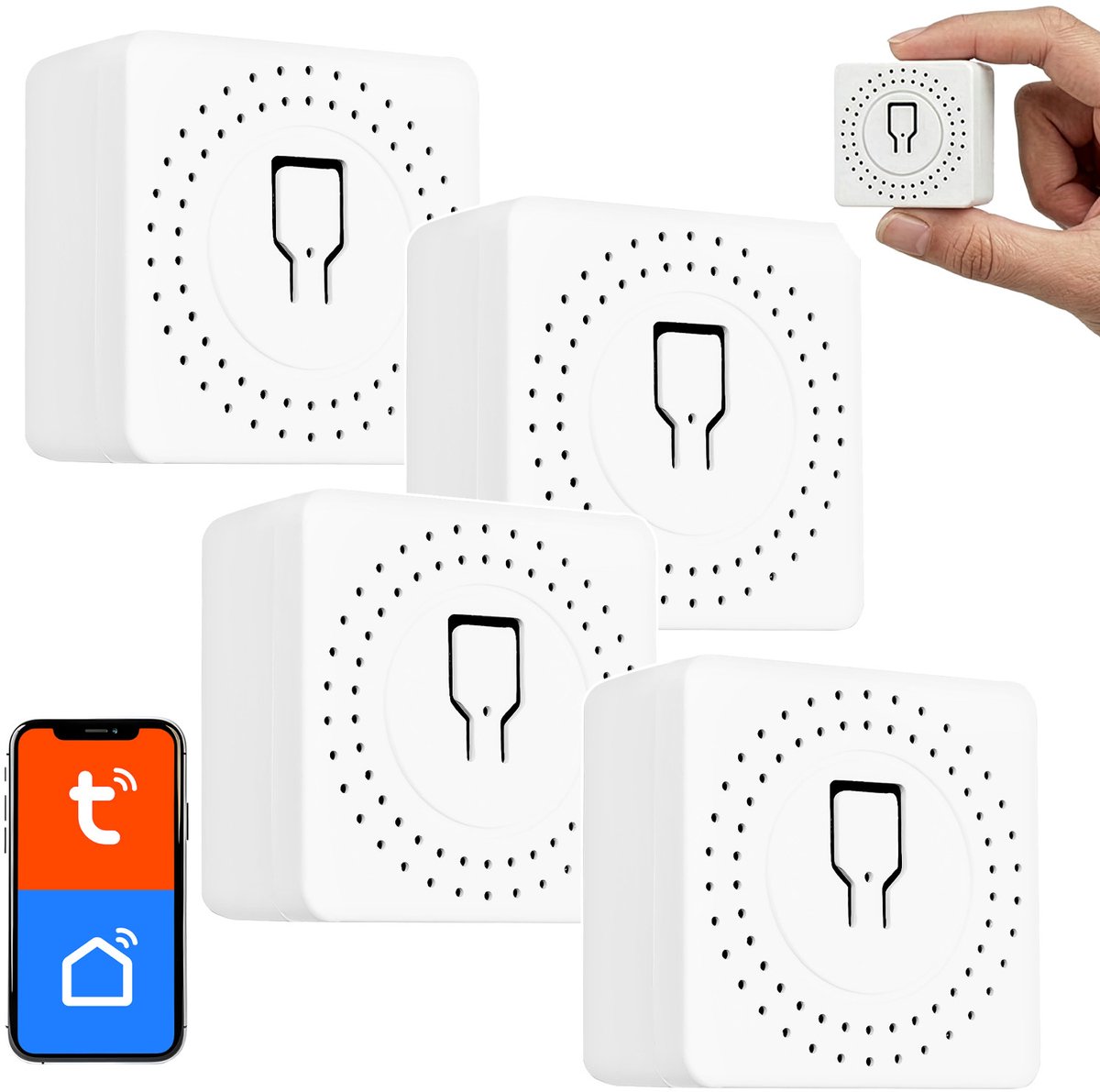 GreenBlue inbouw wifi schakelaar - 100-240 V wisselstroom, 50/60 Hz, max. 16 A, voor LED 150 W, GB739 - 4 stuks