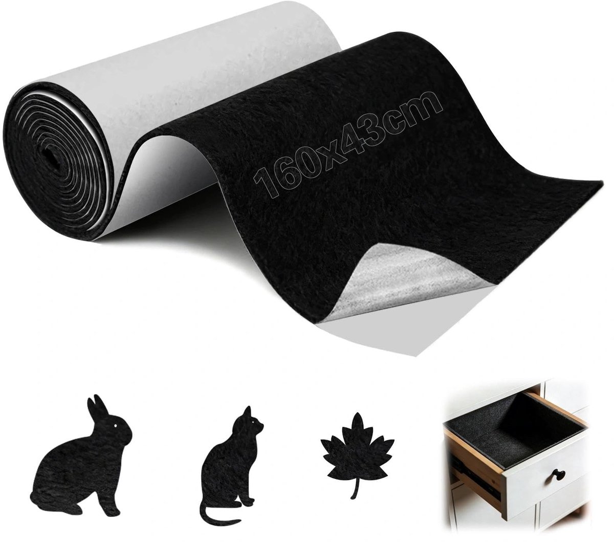 Omgoods - Zelfklevende Viltmat 3 mm Zwart voor Meubelbescherming en DIY Projecten