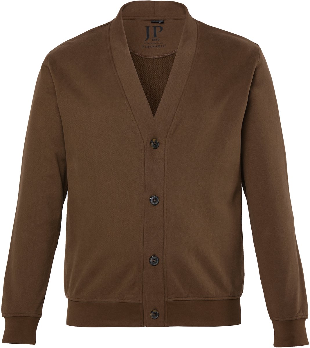 JP 1880 - Heren - Sweatvest V-hals knoopsluiting tot 8XL - Mokkabruin - Maat 4XL
