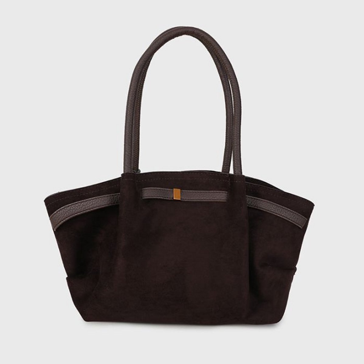 Dames tas met suede look coffee