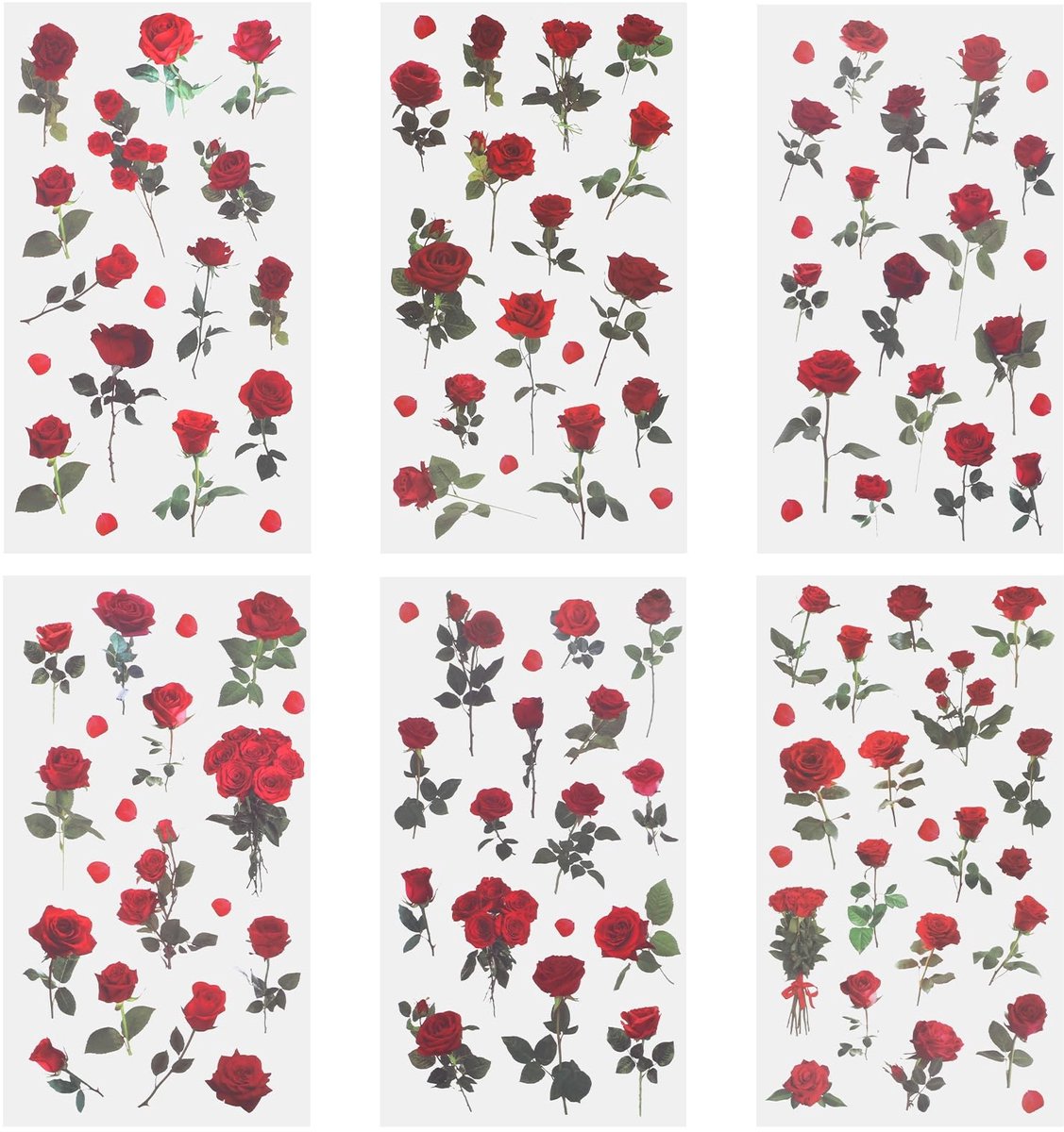 Omgoods - Set van 6 Transparante Rozenstickers voor Creatieve Projecten