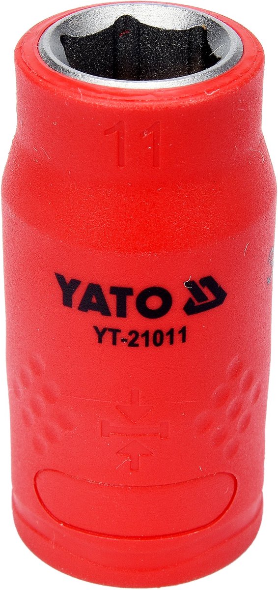 YATO VDE Geïsoleerde Zeskant Dop 11 mm - 3/8 Inch Aansluiting - 1000V Geïsoleerde Dop - Lengte 45 mm - Chroom-Vanadium Staal - Elektriciens Gereedschap (YT-21011)