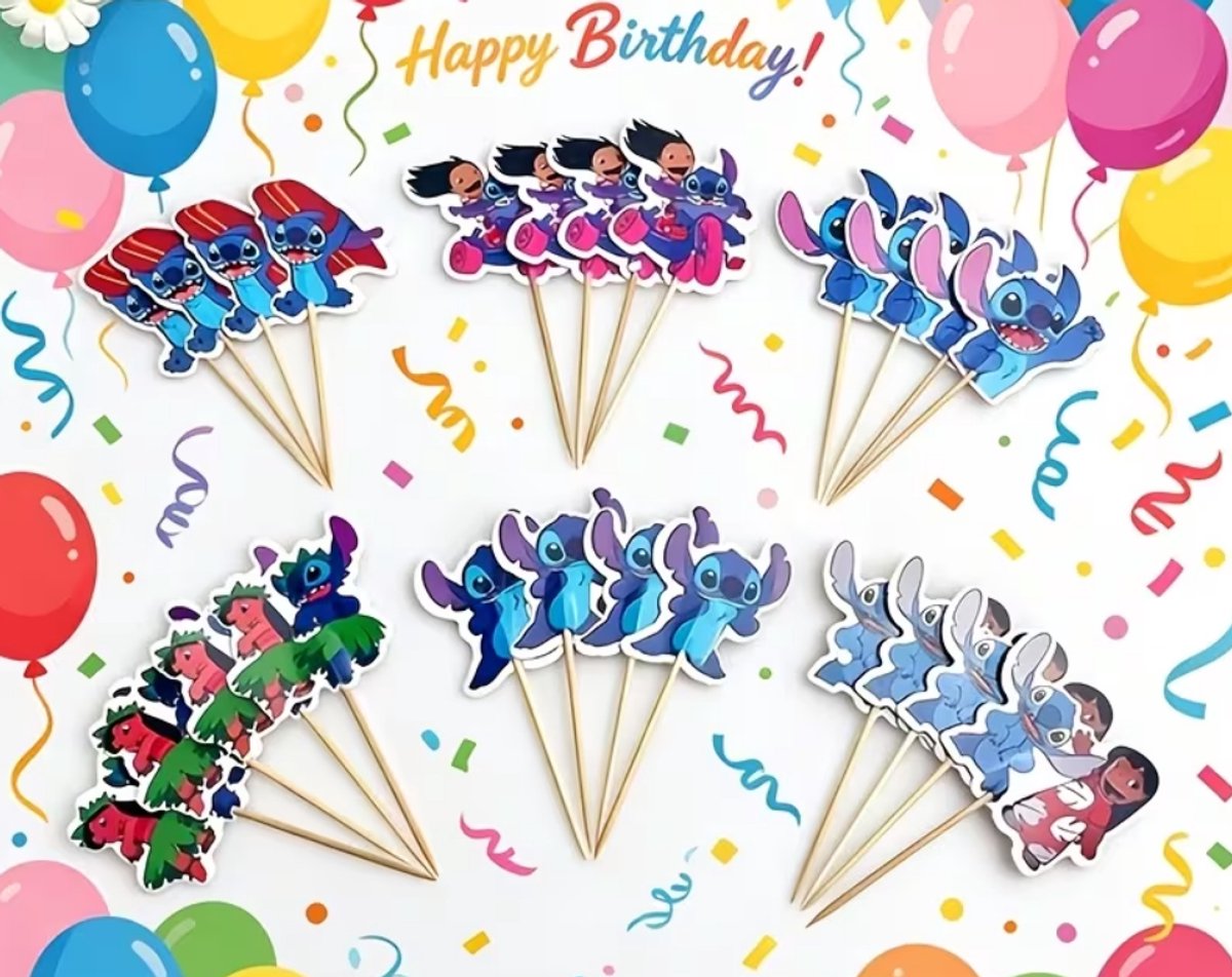 Stitch taart of Cupcake toppers 24 stuks