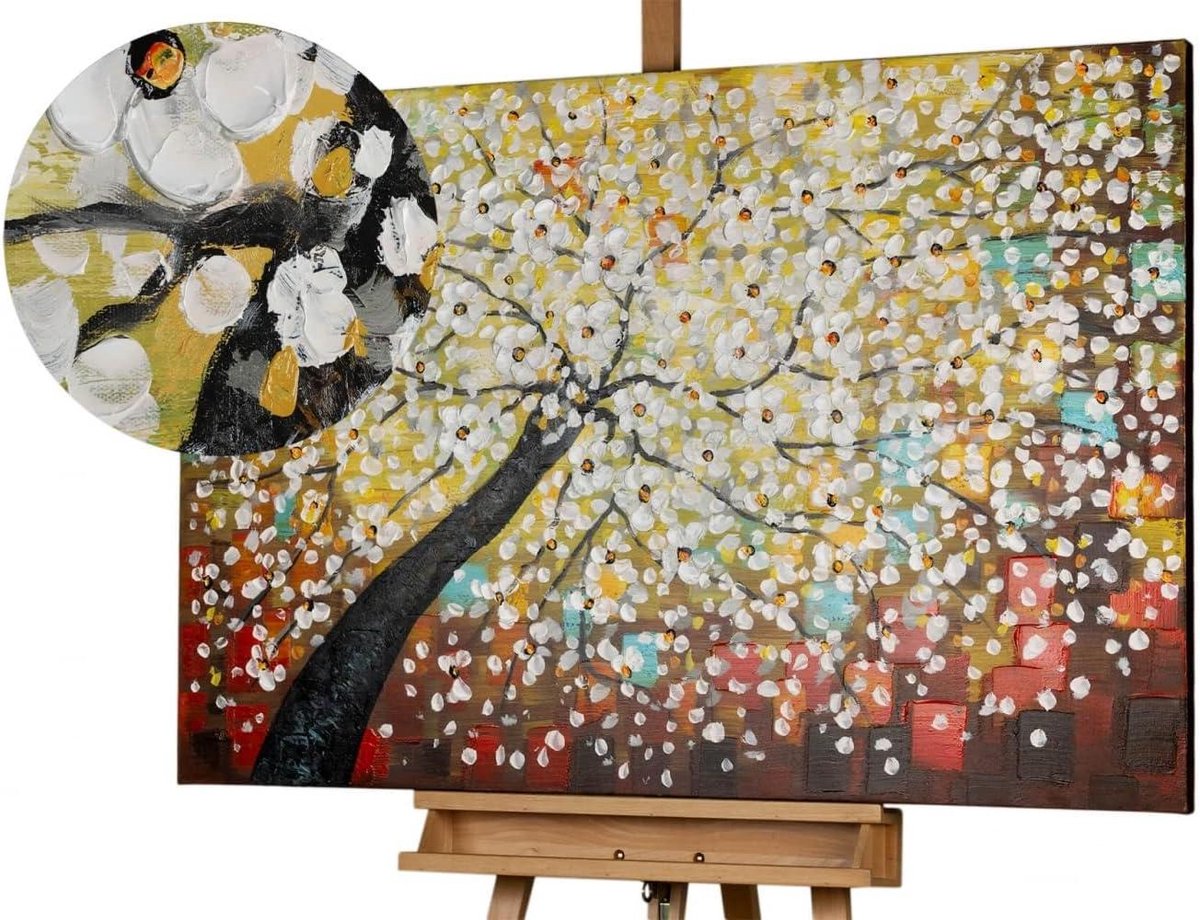 Canvas schilderij - Handgeschilderd kunstwerk - Wanddecoratie - 100% handgeschilderd - 120x80cm - Meerkleurig