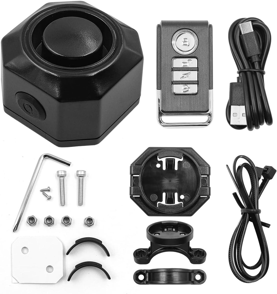 Fatbike alarm - Zwart - USB Oplaadbaar Draadloos Tril- en Geluidsalarm - Voor Fiets en Motorfiets