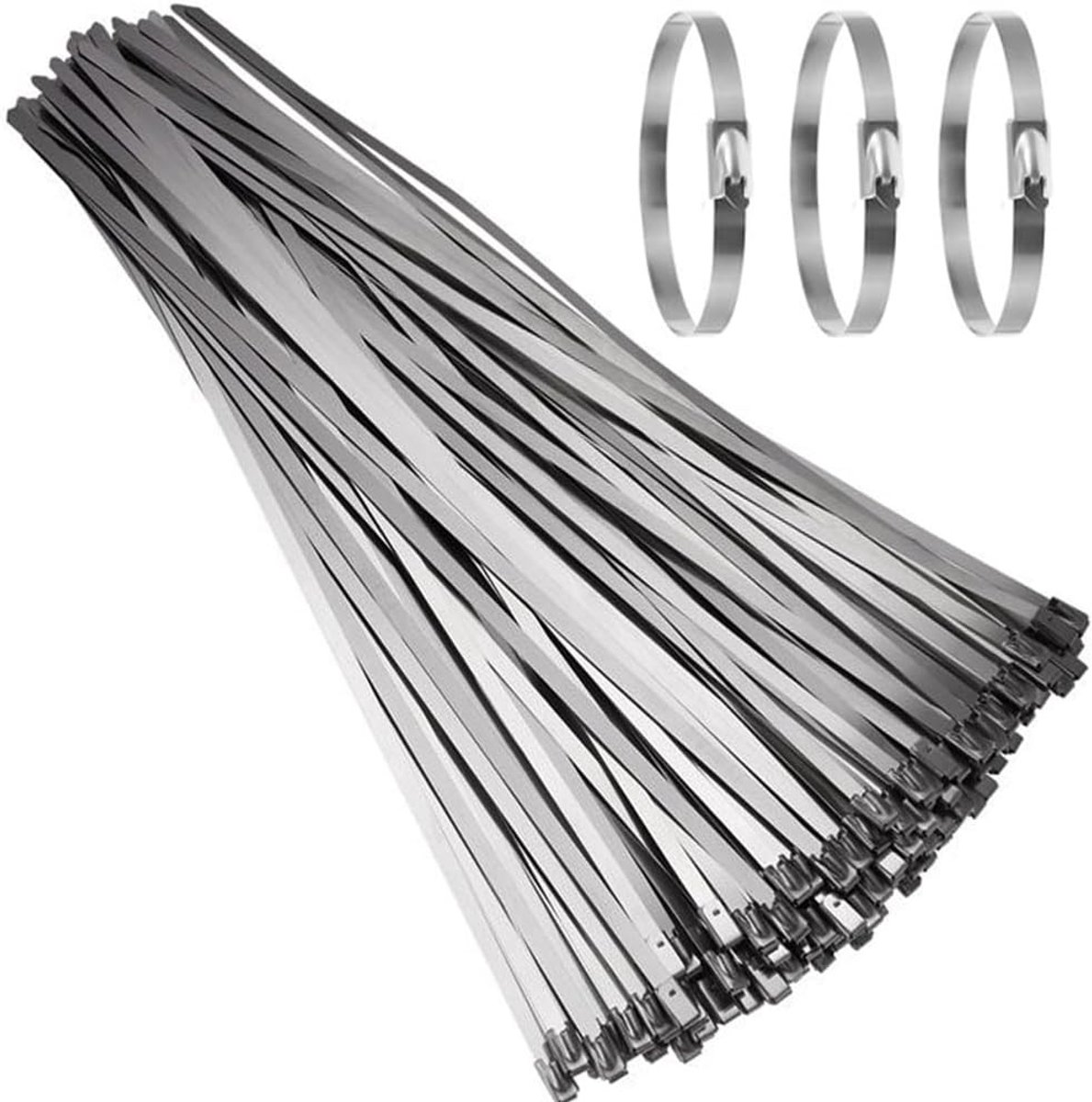 100 Stuks RVS Kabelbinders 500mm x 4.6mm, Duurzame Multi-Functionele Bevestigingsoplossingen voor Kabels, Tuinhekken en Pijpen