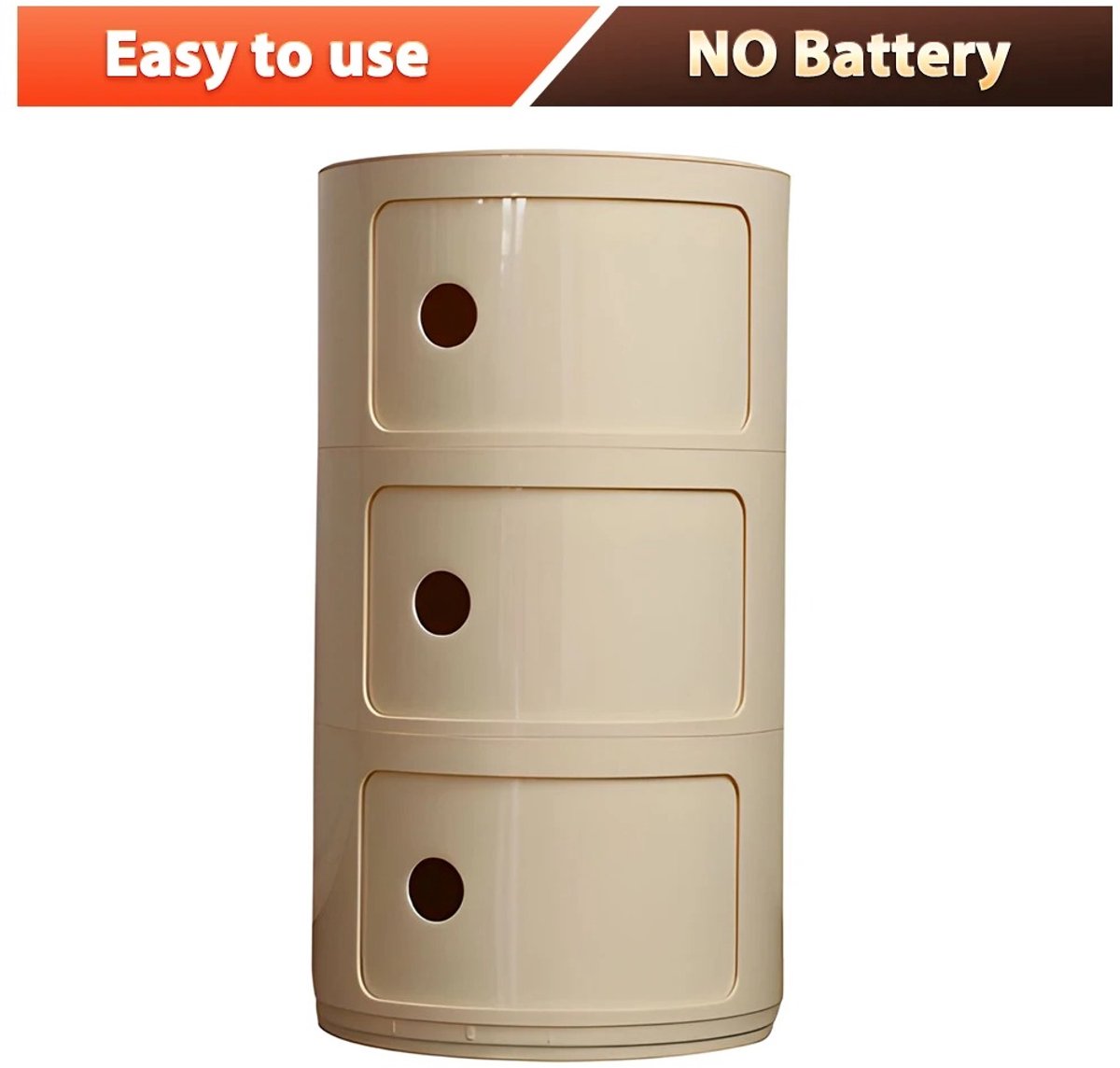 Brandistry - Nachtkastje - Rond Nachtkastje - 3 Laags Nachtkastje - Nachtkastje Voor Slaapkamer - Opbergkastje - 32x58cm - Beige