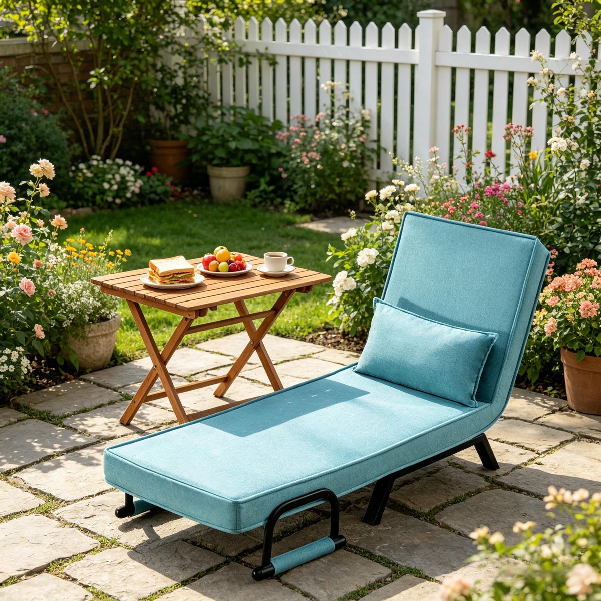 Wishdor Fauteuil met slaapfunctie - 3-in-1 uitklapbaar - Verstelbare rugleuning - Blauw - Stof en metaal - 65 x 78 x 75 cm - 1-persoons bed