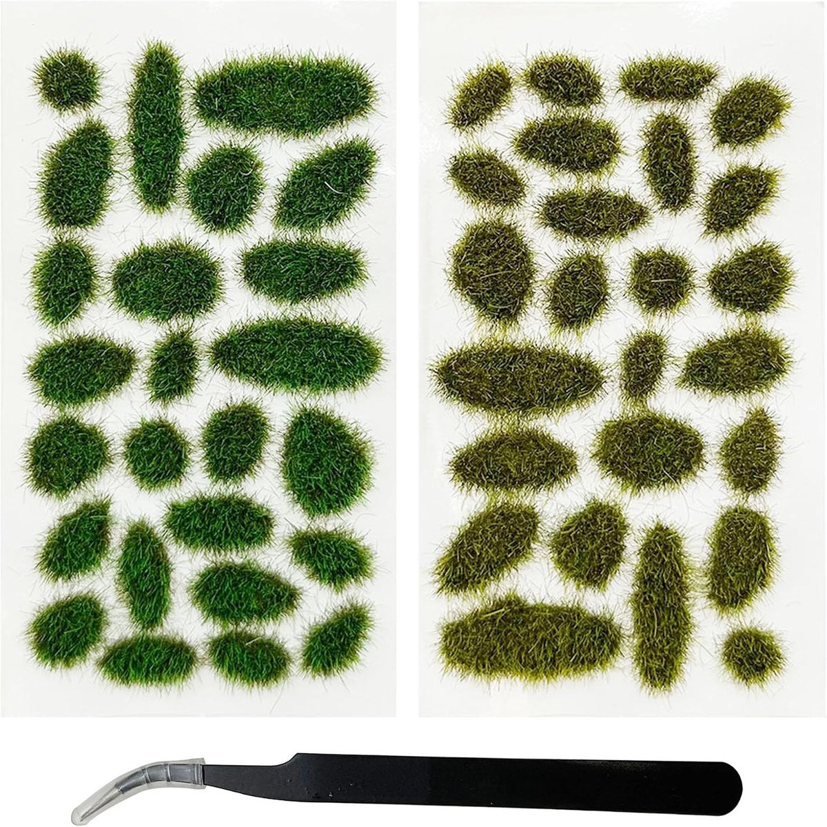 51-delige set statisch gras voor modelbouw, kunstgras tufts en landschap decoratie, inclusief pincet voor treinlandschappen en diorama's (Stijl B)