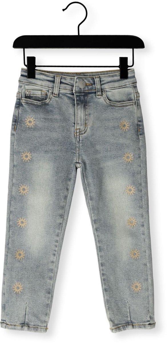DAILY7 Denim Mom Fit Embroidery Jeans Meisjes - Broek - Lichtblauw - Maat 140