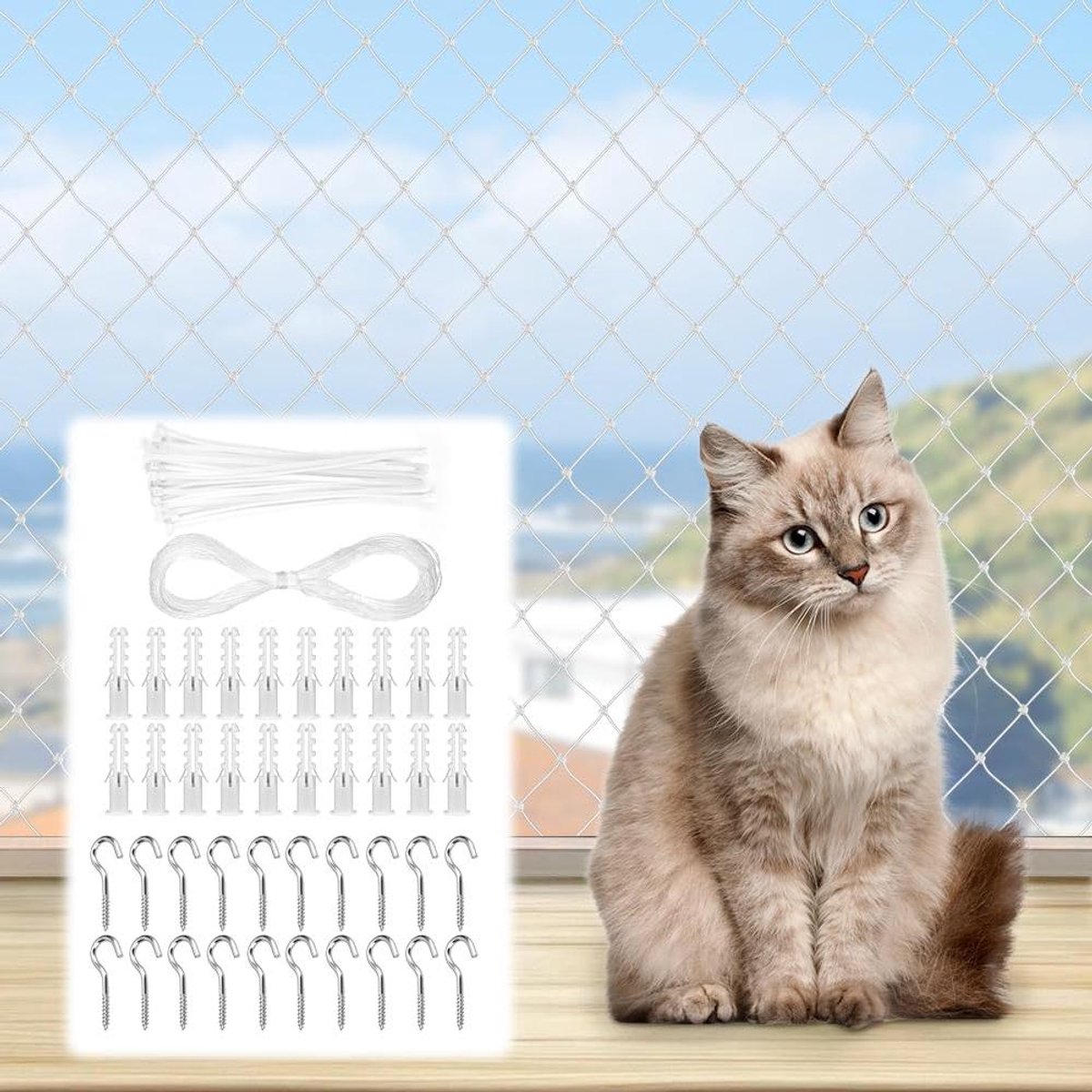 Balkonnet voor Katten - Kattennet Balkon - Huisdier Veiligheid - Weerbestendig Nylon - 4 x 3 meter - Transparant