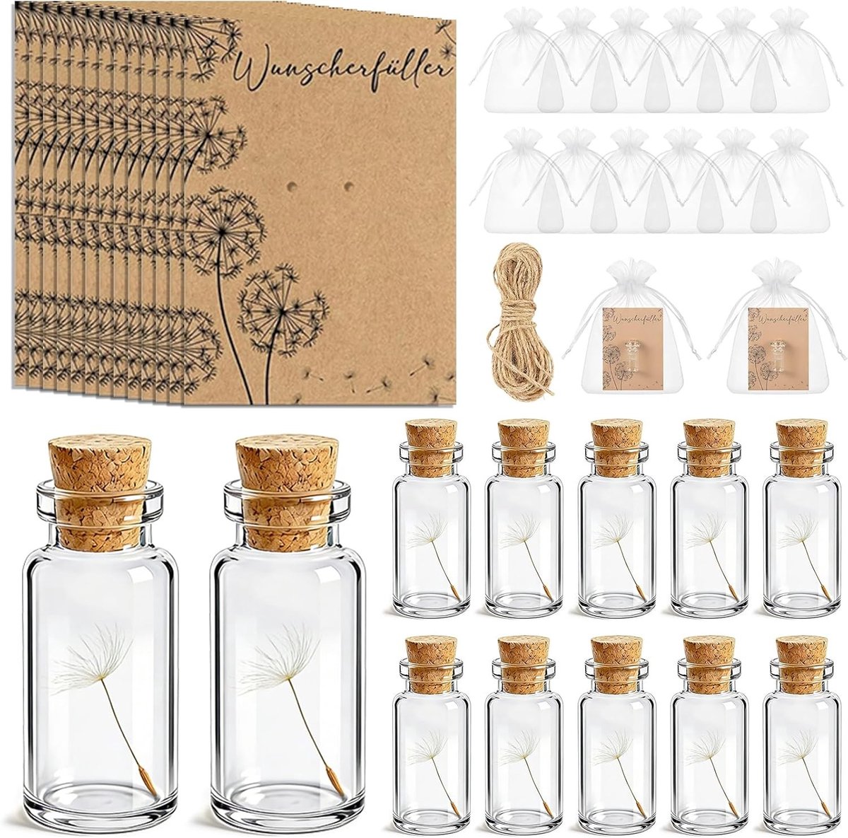 Stadstuinieren Met Dandelion Umbrella in Glas, 12 Stuks, Duurzaam en Perfect Cadeau voor Verjaardagen, Bruiloften en Moederdag