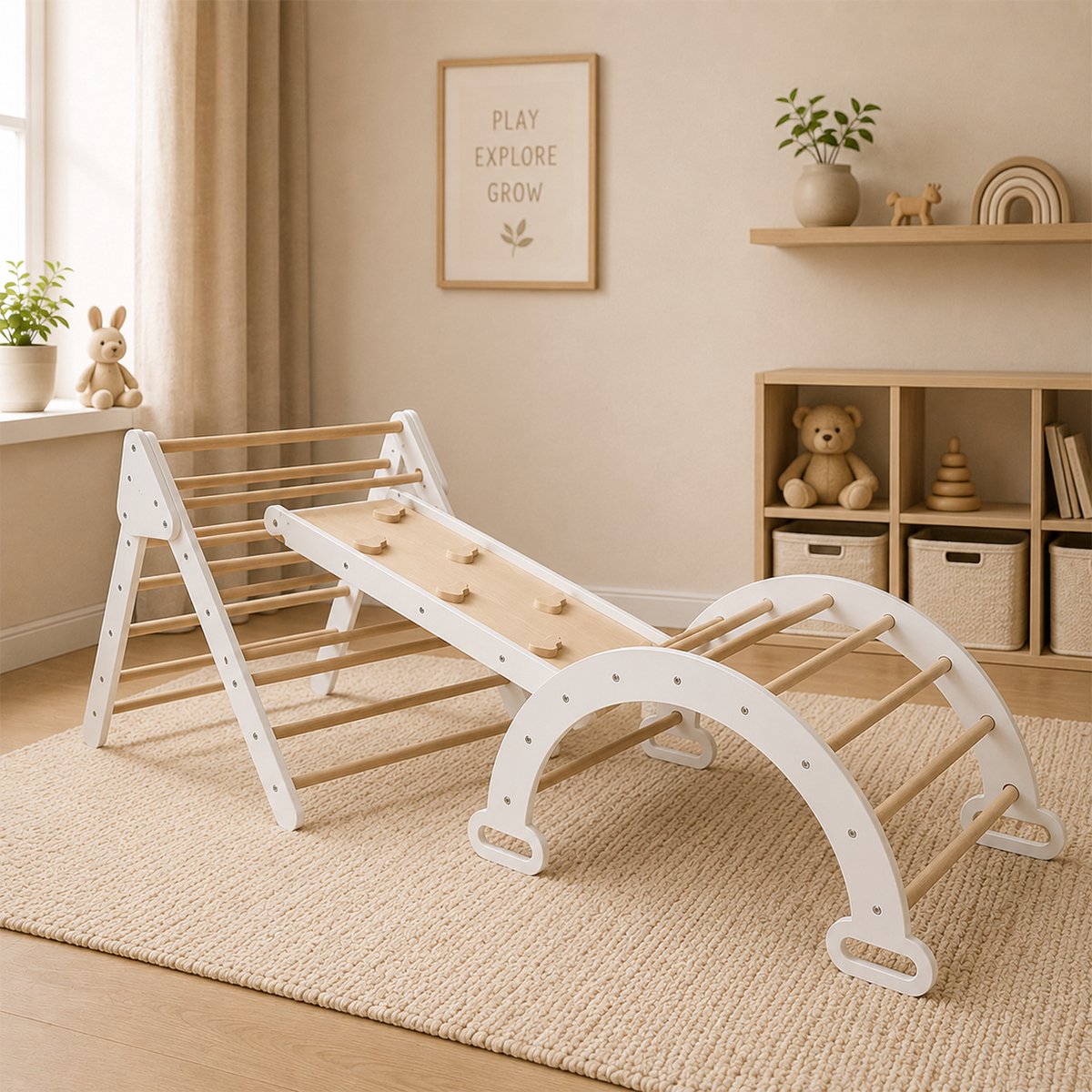 Houten Pikler klimset – Klimrek – Triclimb - Met glijbaan.