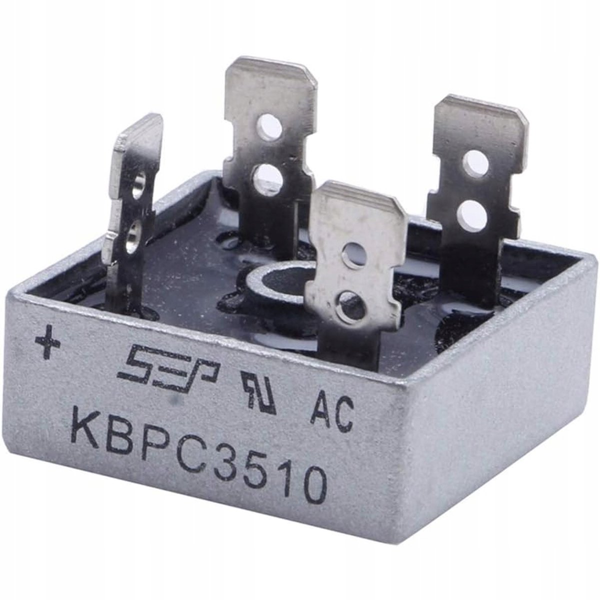 Rosfix Gelijkrichtbrug KBPC5010 - 50A, 1000V - MB25 Behuizing, 29x29x11mm, Koelbaar, 6,4x12mm Klem