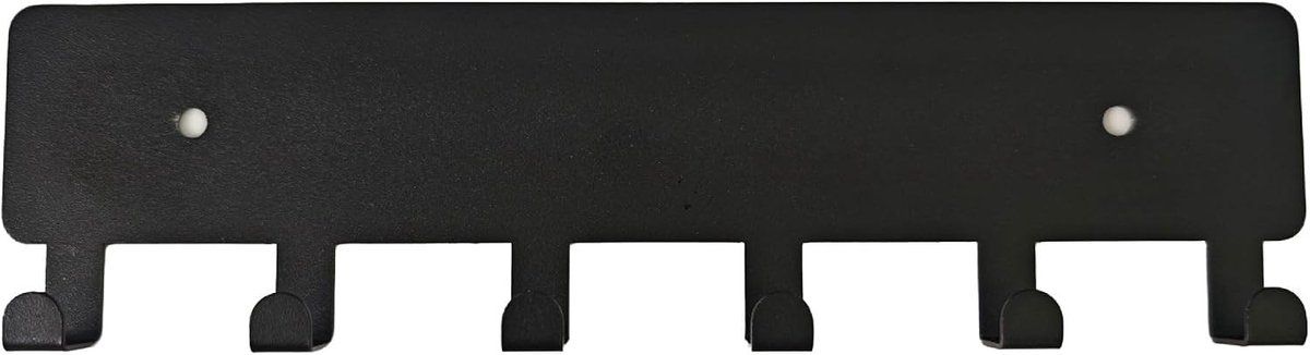 Zwart sleutelrek met 6 haken voor wandmontage, zelfklevende sleutelhouder voor hal, keuken en kantoor, ideaal voor sleutelorganisatie en ruimtebesparing, 22 x 2 x 6 cm