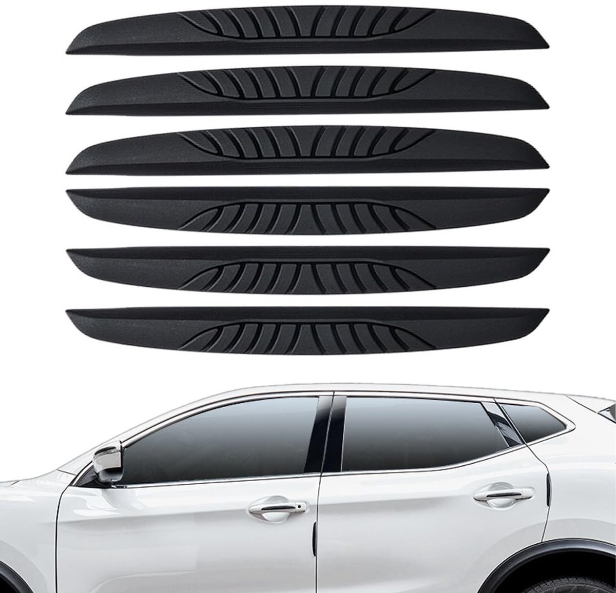 Omgoods - Set van 6 Zwarte Deurbeschermers voor Auto's