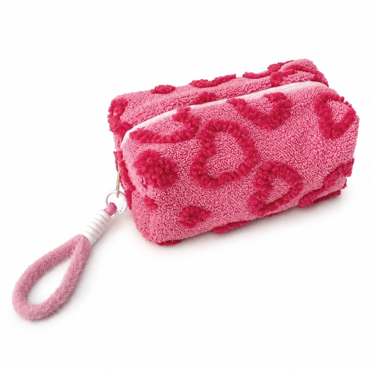 Toilettas / Etui - Pluche Hartje Roze | 20 x 10 x 10 cm | Fashion Favorite