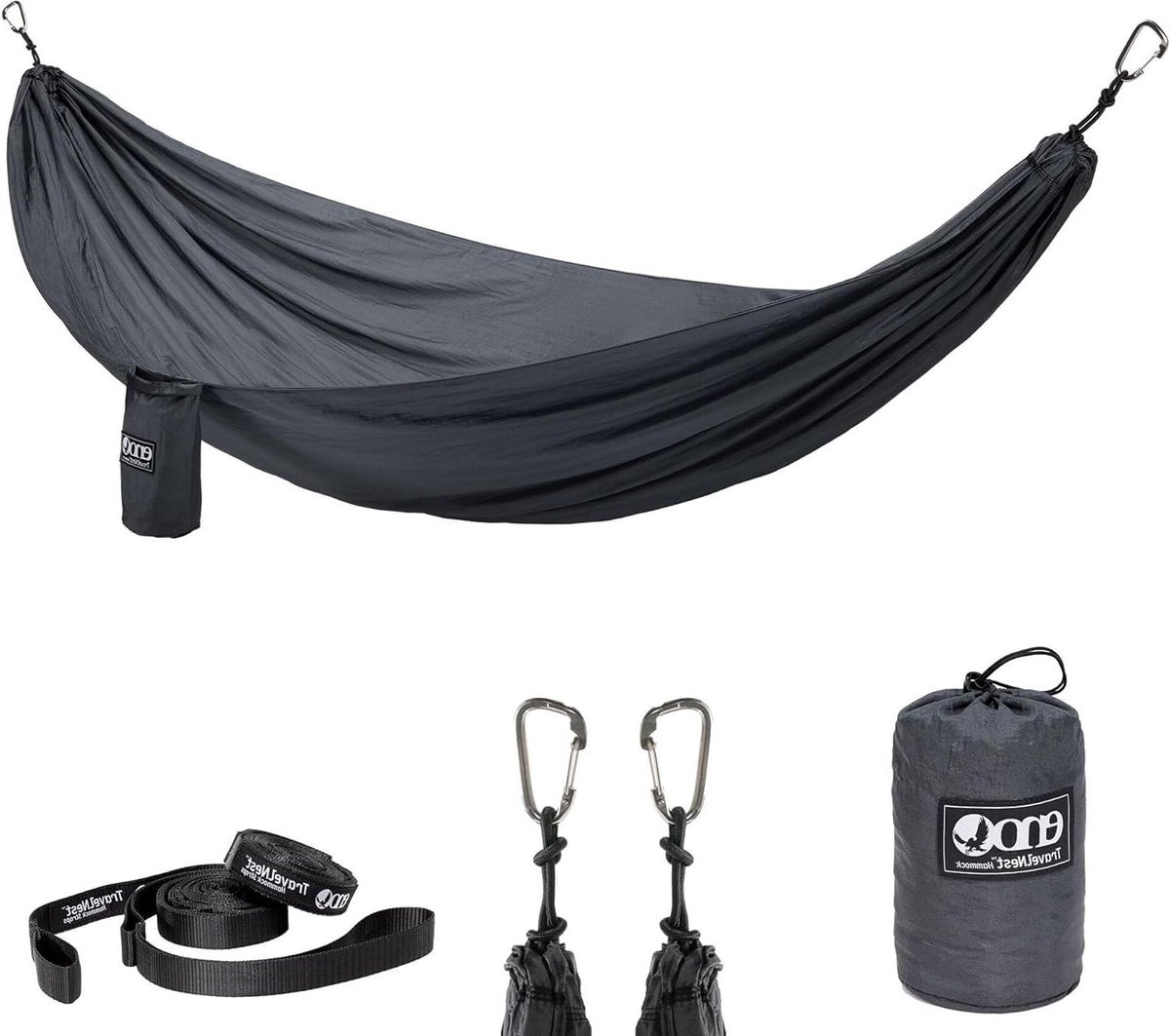 Hangmat Combo - Kampeer Hangmat - Buiten Ontspannen - Snel Opgezet - 274 cm Lengte - Houtskool