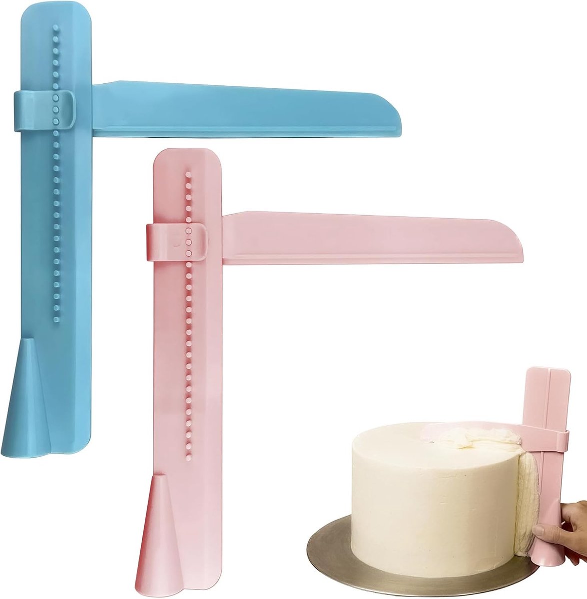 Set van 2 Taartscheppen en Fondant Scrapers voor het Gladstrijken van Taarten en Gebak, Ideaal voor Bakken en Decoreren
