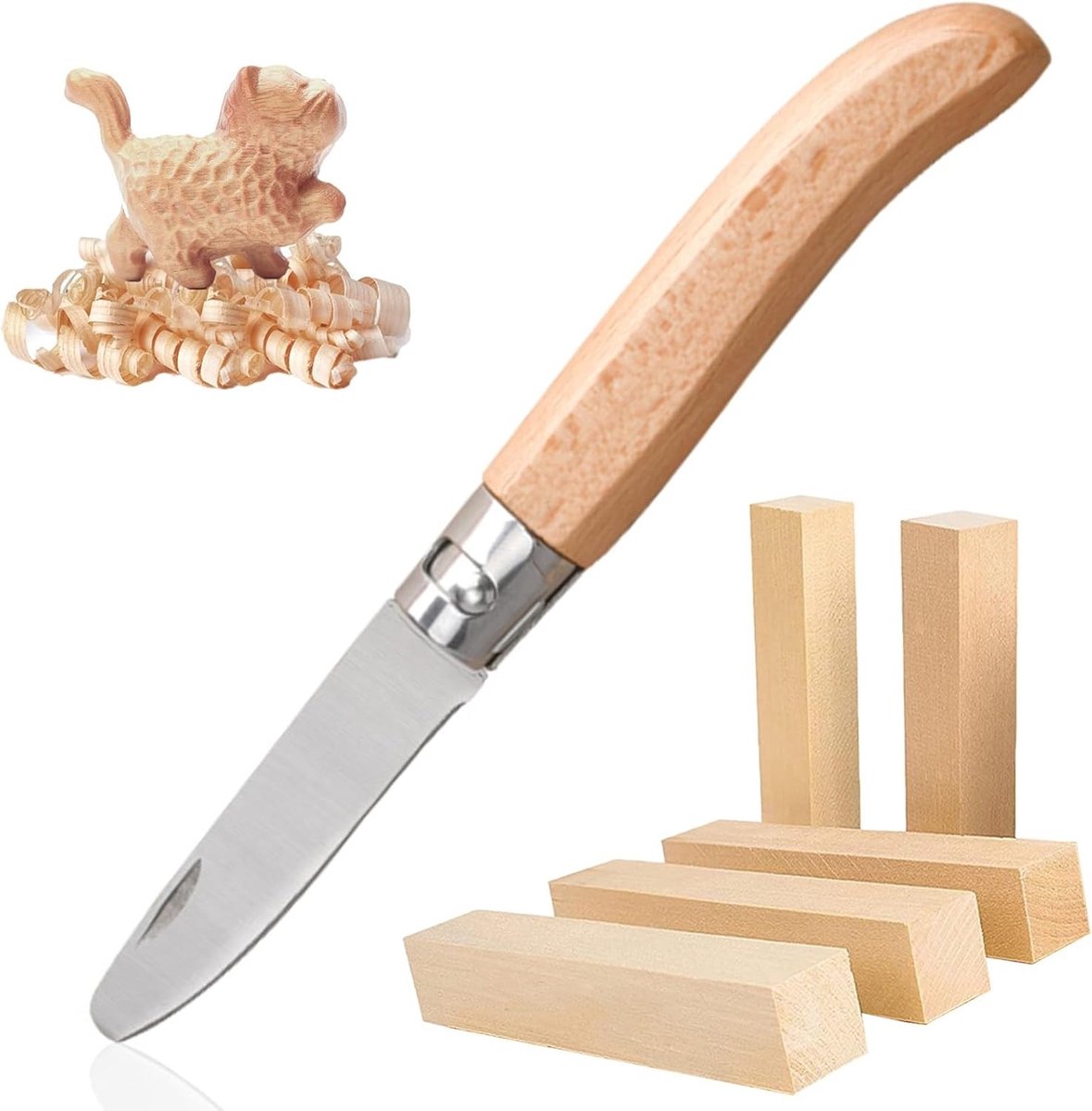 Set van 6 Kindersnijmessen, Houten Snijgereedschap voor Kinderen, Ideaal voor Beginners in Snijtechnieken en Creatieve Activiteiten
