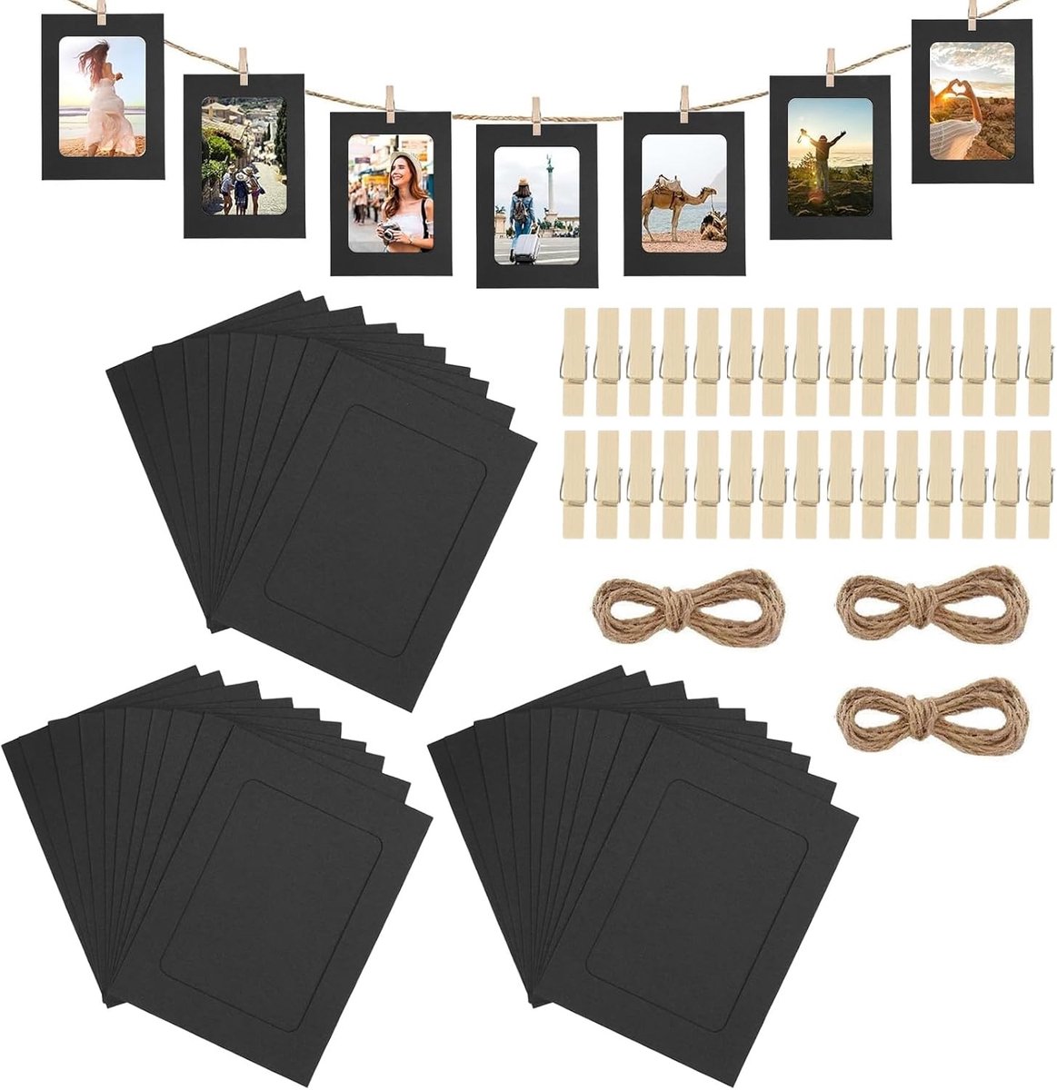 30 Stuks Kraft Papieren Fotolijsten 15,5 x 11,5 cm | DIY Fotolijsten, Kaarten voor Foto Wand, Decoratie voor Foto's en Herinneringen
