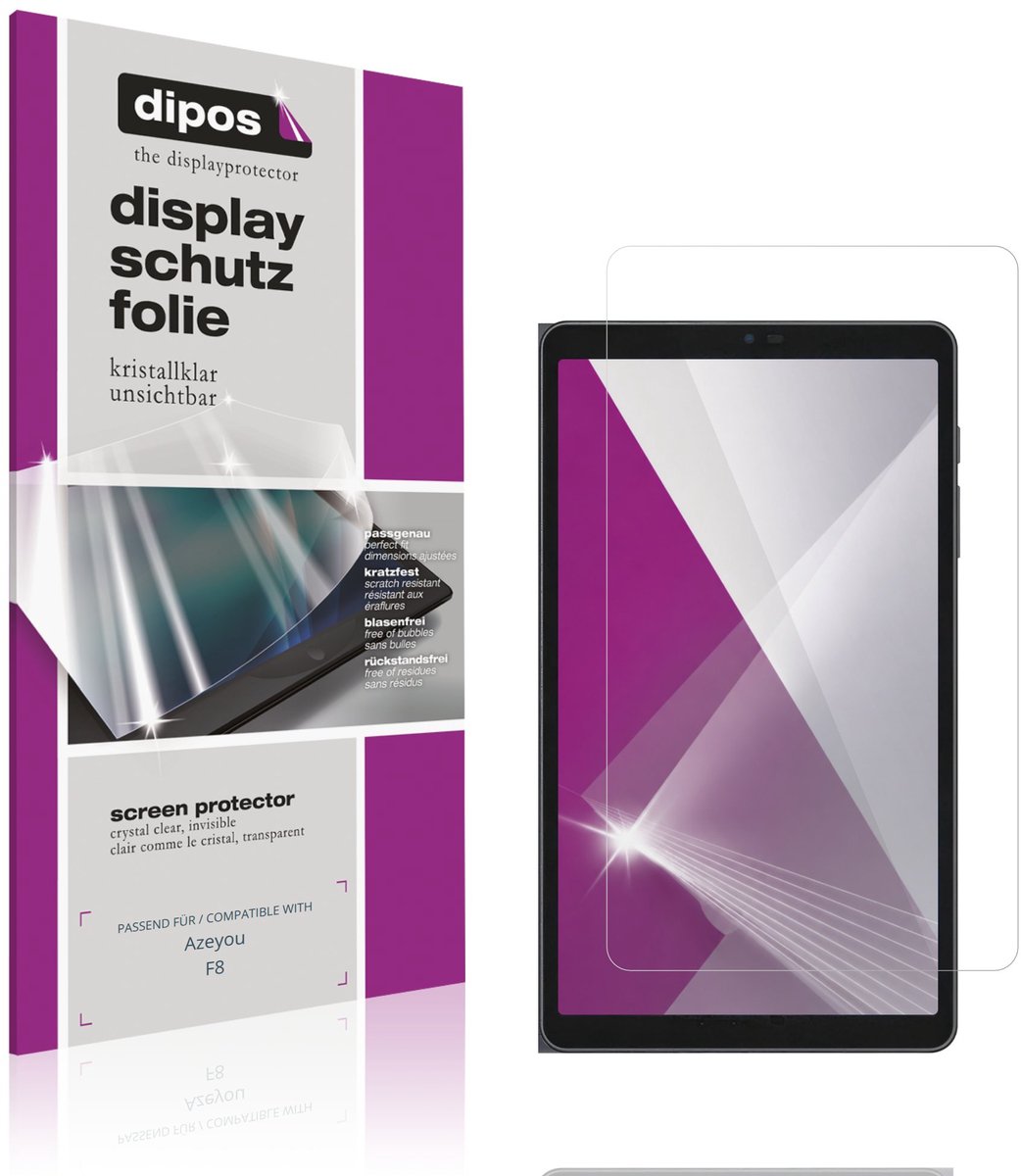 dipos – 2x Beschermfolie geschikt voor Azeyou F8 | Krasbestendige & heldere Screenprotector Ultra-Thin