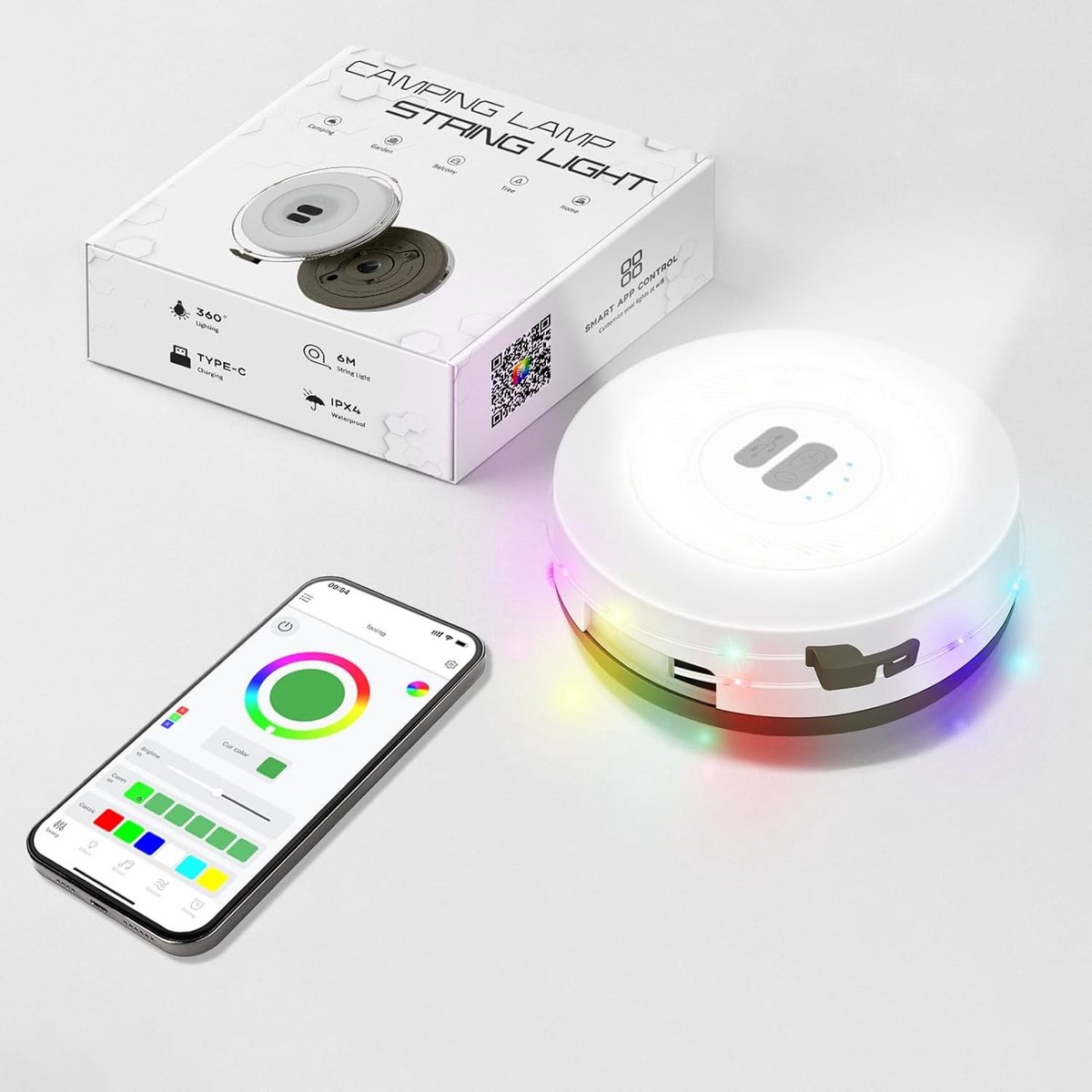 Buitenlampjes - Kleurrijk - 6 meter - Oplaadbare LED lichtsnoer met app bediening - Voor binnen en buiten gebruik