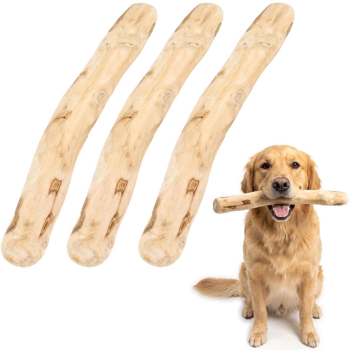 Omgoods - 3 Stuks Natuurlijke Houten Kauwspeeltjes voor Honden