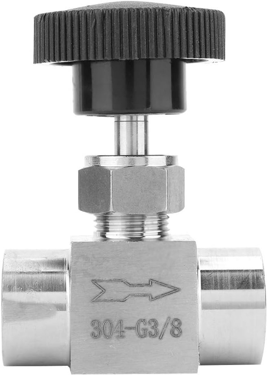 Flow Control Valve 3/8 inch van RVS 304 met BSPP vrouwelijke draad, ideaal voor water, gas en olie toepassingen