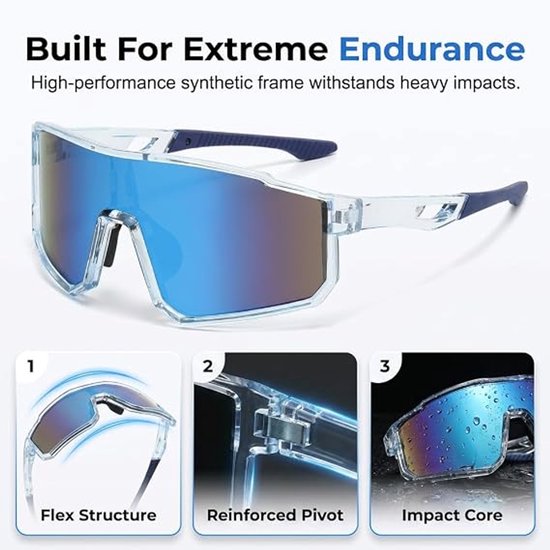 Unisex fietszonnebril, UV400 meekleurende gepolariseerde veiligheidsbril, sportzonnebril (transparant grijs). van Unisex. — afbeelding 4